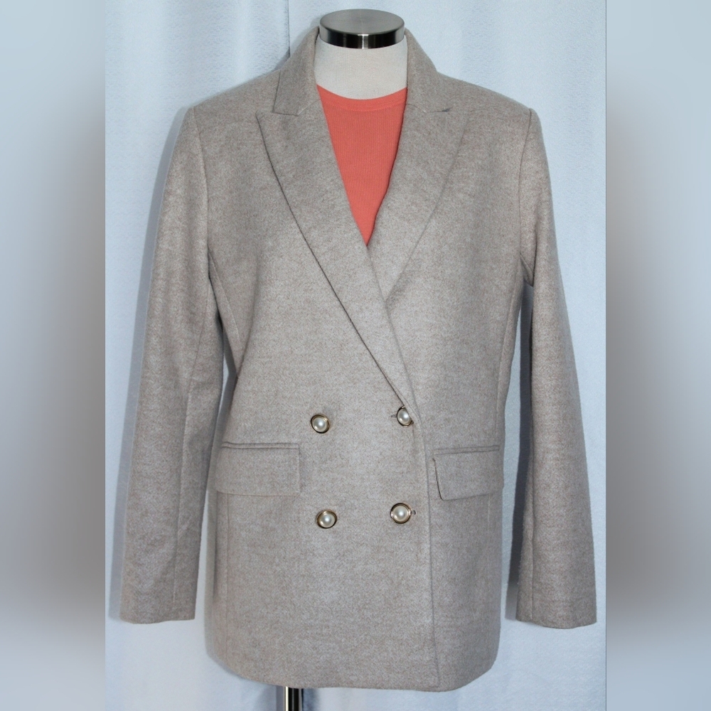 LOFT Cream Pink Herringbone Blazer Size 6 - Picture 8 of 8
